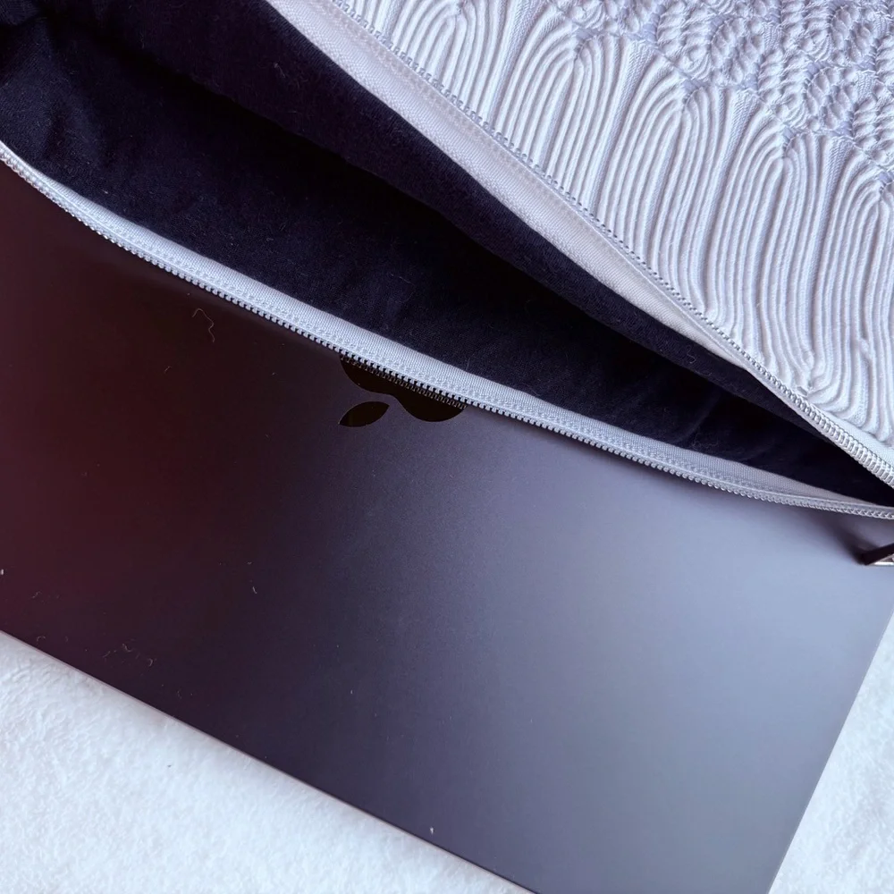 One-of-a-kind padded Laptop Sleeve - Upcycled Fabric | Fits MacBook Pro 14”